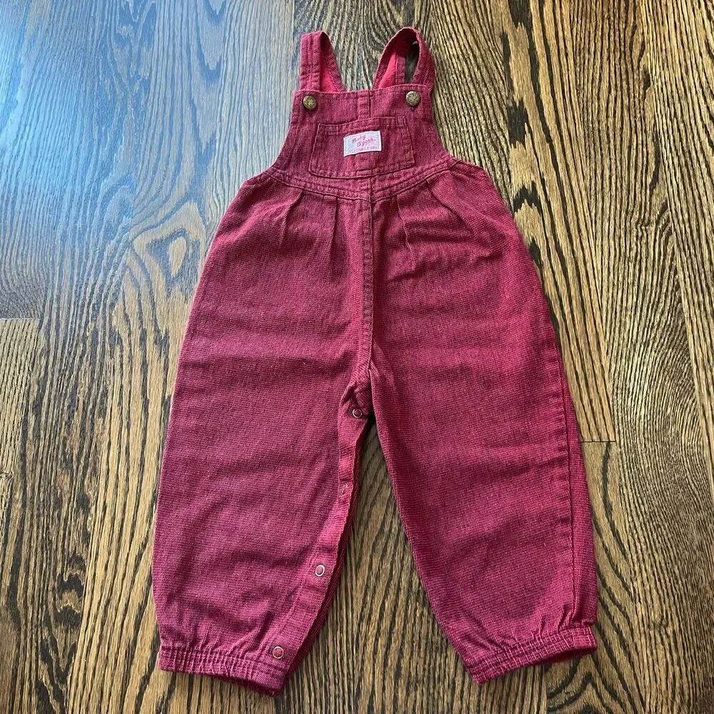 Vintage OshKosh B'Gosh Vestbak Overalls Jumper - Red/Black Grid (24M)